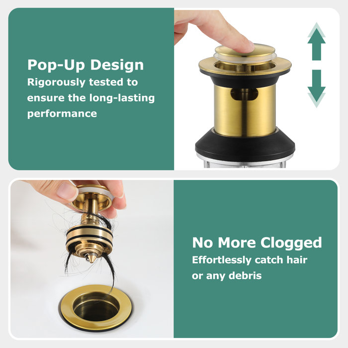 Parlos Home 2.14'' W PopUp Bathroom Sink Drain Yes & Reviews Wayfair